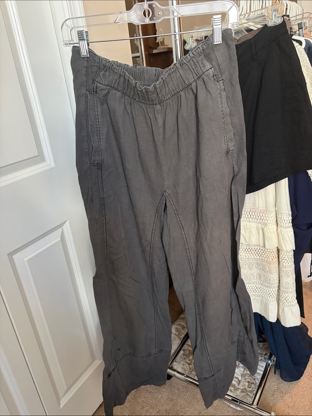 Free People Elastic Waist Gray Casual Pants